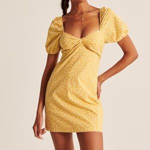 Puff sleeve poplin mini dress - 100% cotton